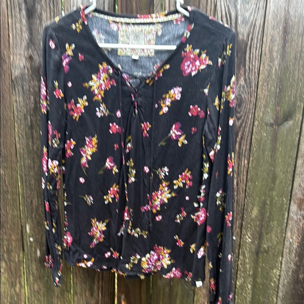 Element Pink and Orange Tie Front Floral Top